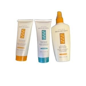 AVON SKIN-SO-SOFT Original Light Lush Hand‎ Body Lotion 3PC Vintage NOS